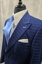 Load image into Gallery viewer, Blue One Button Horizontal Pinstripe