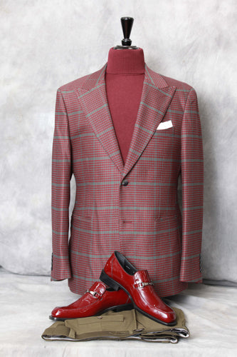 Burgundy with Olive Windowpane Sport Coat
