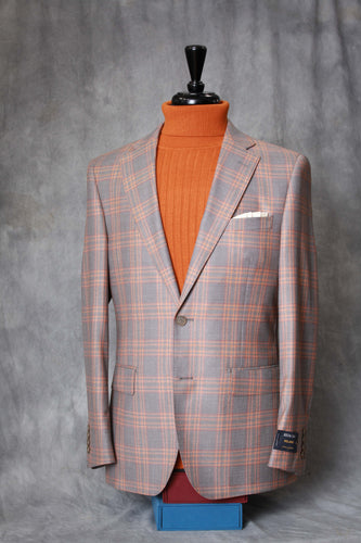 Italian Gray Sport Coat/Tangerine Windowpane