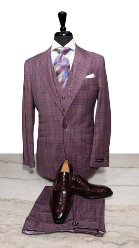 Plum with Navy Windowpane Design