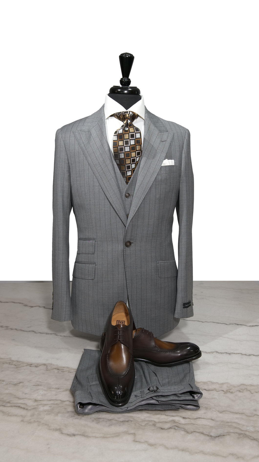 Gray with Brown Pinstripe