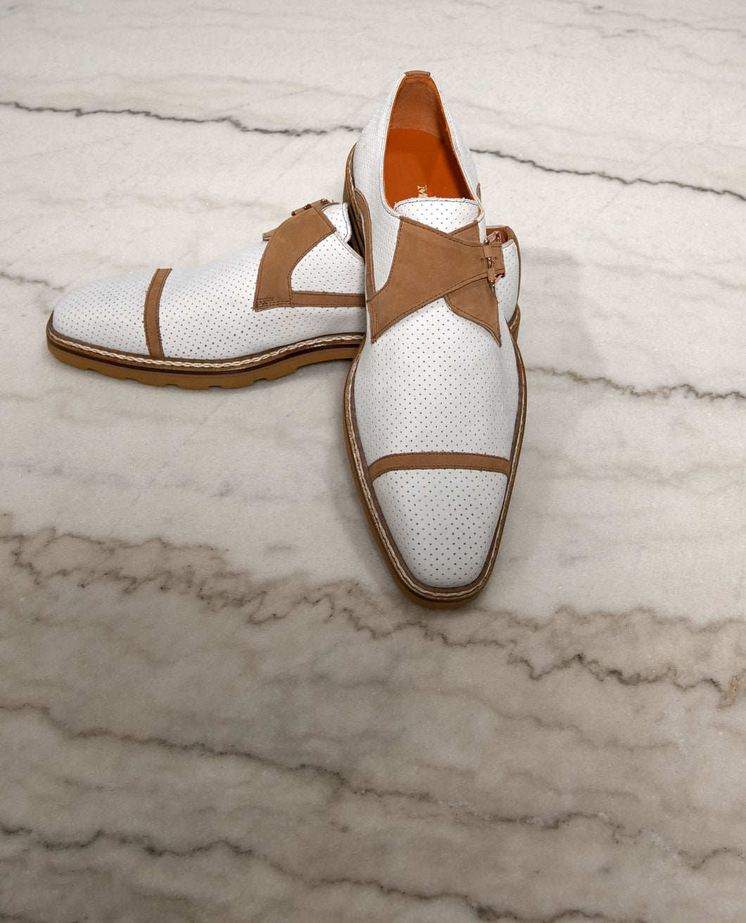 Mezlan Tan & Cream Monk Strap